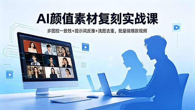（18450期）AI颜值素材复刻实战课，多图控一致性+提示词反推+洗图去重，批量做爆款视频 - 臻优资源网