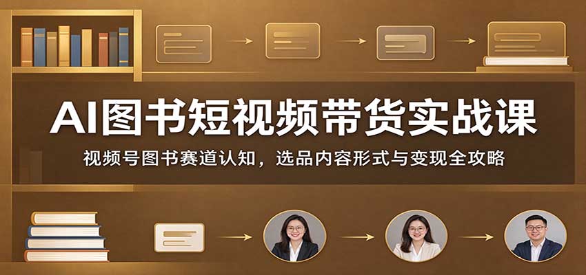 AI图书短视频带货实战课：视频号图书赛道认知，选品内容形式与变现全攻略 - 臻优资源网