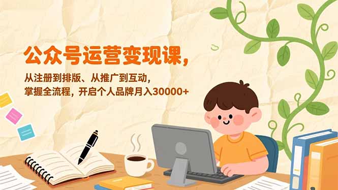 （17067期）公众号运营变现课，从注册到排版、从推广到互动，掌握全流程，开启个人品牌月入30000+ - 臻优资源网