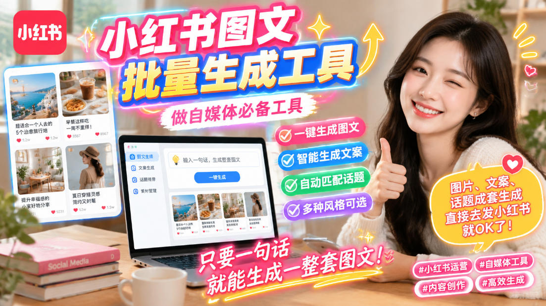 （20300期）小红书图文批量生成工具，话题、文案、配图一键生成，直接发布，做自媒体必备工具 - 臻优资源网