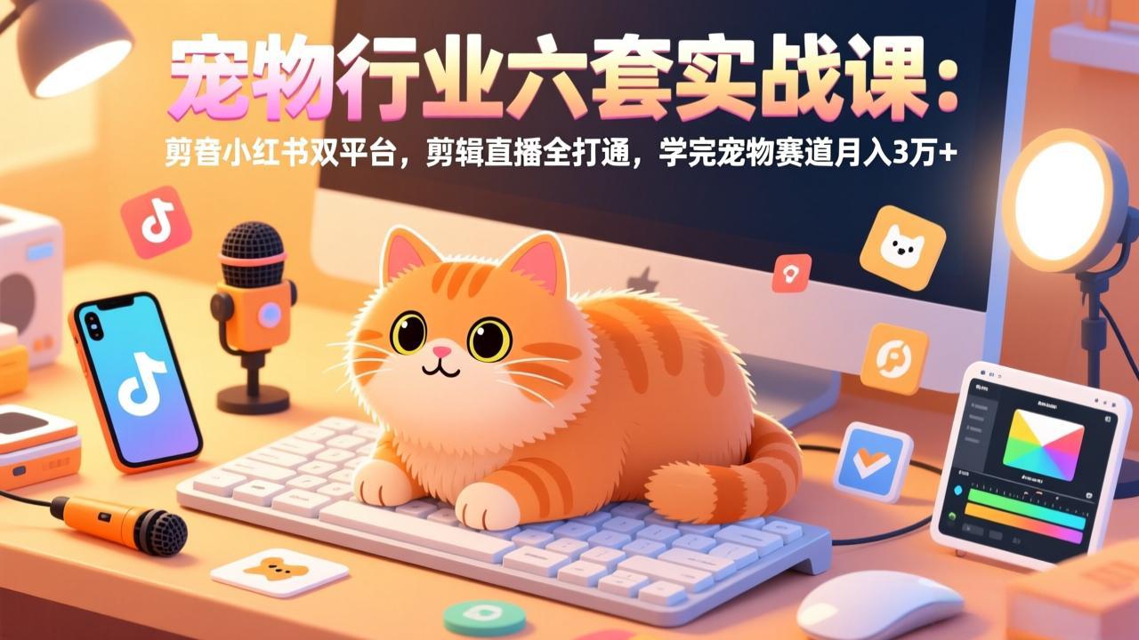 （17411期）宠物行业六套实战课：抖音小红书双平台，剪辑直播全打通，学完宠物赛道月入3万+ - 臻优资源网