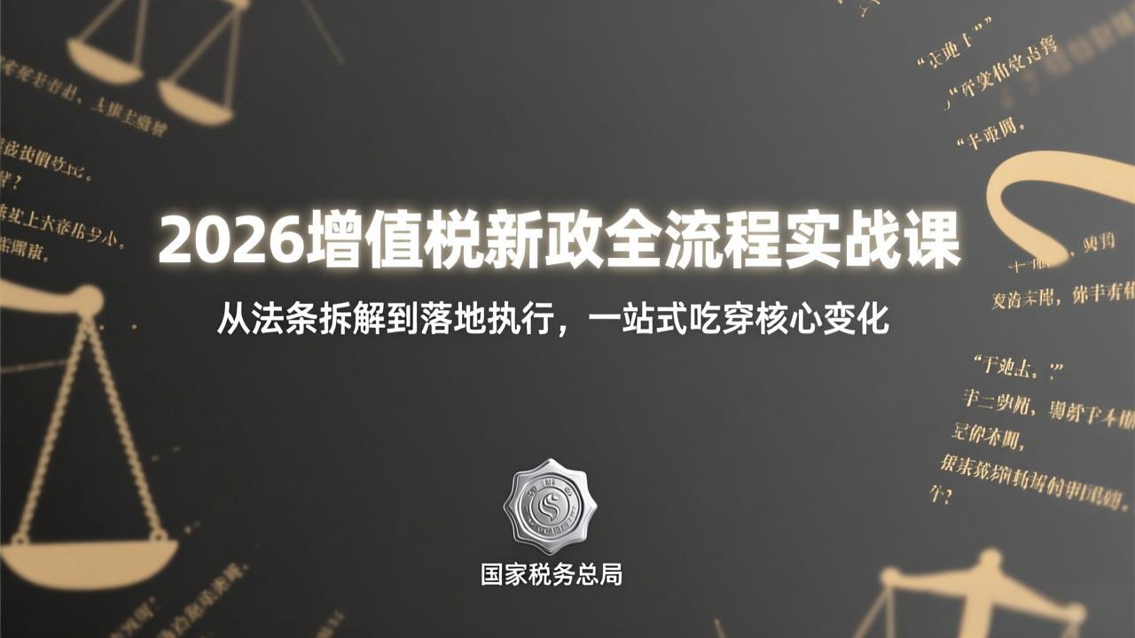 （17529期）2026增值税新政全流程实战课：从法条拆解到落地执行，一站式吃透核心变化 - 臻优资源网