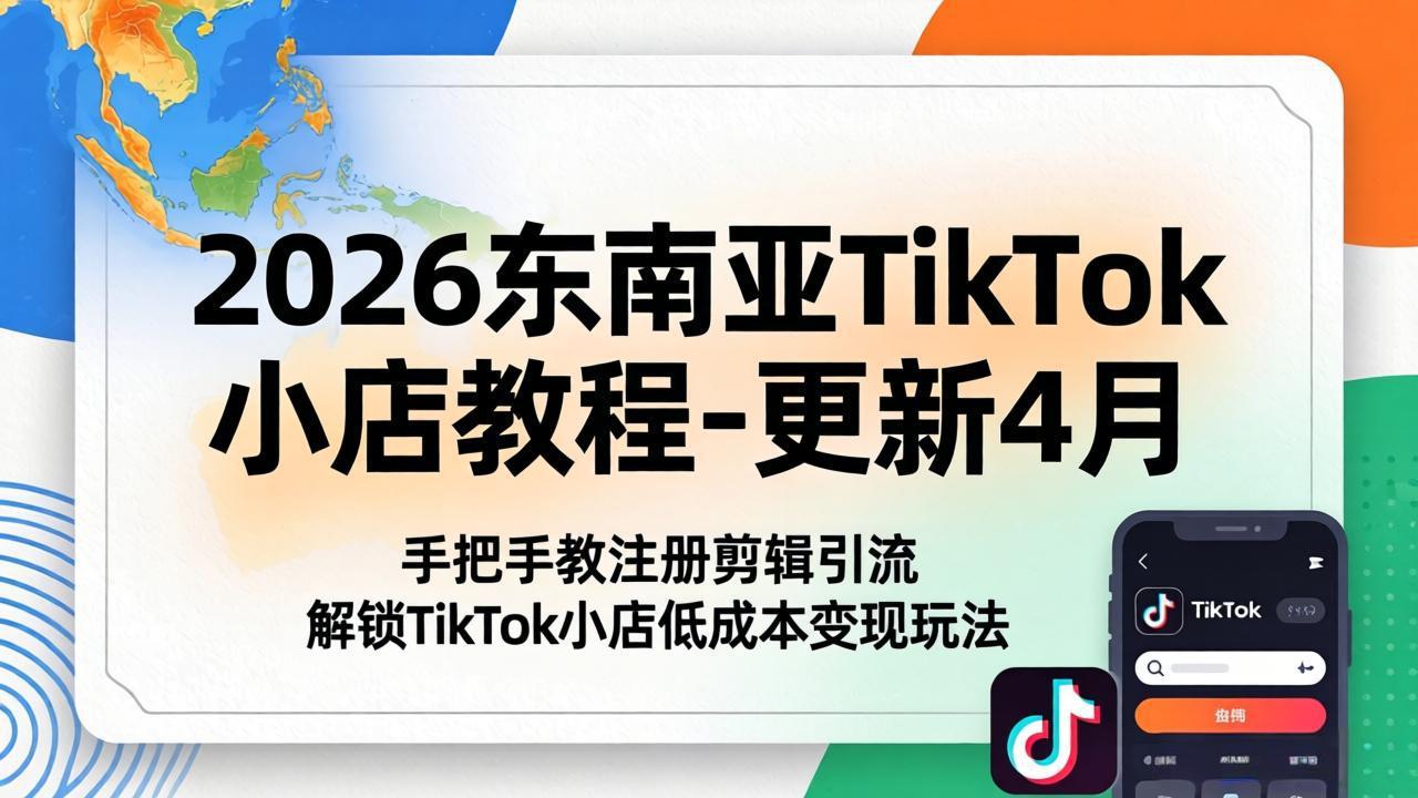 （18180期）2026东南亚TikTok小店教程-更新4月，手把手教注册剪辑引流，解锁TikTok小店低成本变现玩法 - 臻优资源网