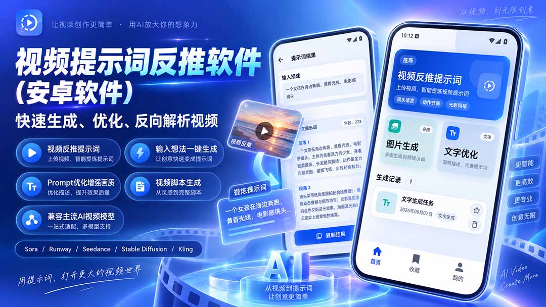 （20301期）视频提示词反推软件（安卓软件），快速生成、优化、反向解析视频 - 臻优资源网