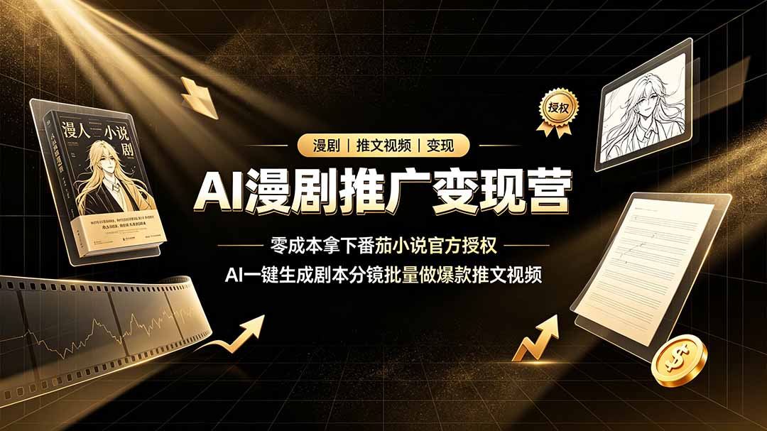 （19193期）AI漫剧推广变现营，零成本拿下番茄小说官方授权，AI一键生成剧本分镜批量做爆款推文视频 - 臻优资源网