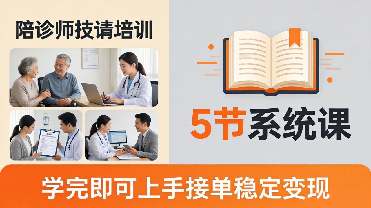 （18116期）想做陪诊师不知从何下手？5节系统课教你掌握核心技能，学完即可上手接单稳定变现 - 臻优资源网