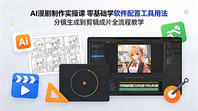 （18605期）AI漫剧制作实操课 零基础学软件配置工具用法 分镜生成到剪辑成片全流程教学 - 臻优资源网