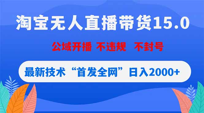 （18562期）淘宝无人直播带货15.0，不封号，不违规，公域玩法，首发全网日入2000+ - 臻优资源网