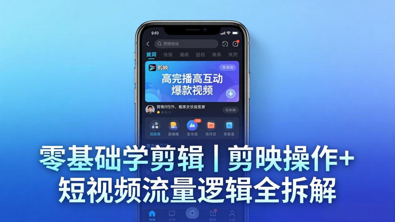 （18117期） 【零基础学剪辑】剪映操作+短视频流量逻辑全拆解｜手把手教你剪出高完播高互动爆款视频 - 臻优资源网