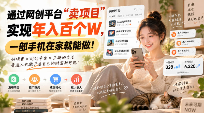 （20565期）通过网创平台“卖项目”实现年入百万，一部手机在家就能做！ - 臻优资源网