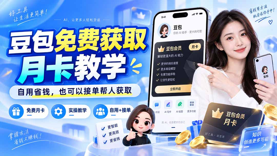 （20358期）豆包免费获取月卡教学，自用省钱，也可以接单帮人获取 - 臻优资源网