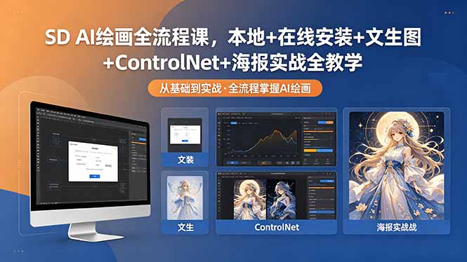 （18453期）SD AI绘画全流程课，本地+在线安装+文生图+ControlNet+海报实战全教学 - 臻优资源网