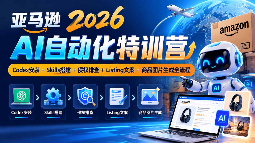 （20746期）亚马逊2026AI自动化-10月特训营：Codex安装+Skills搭建+侵权排查+Listing文案+商品图片生成全流程 - 臻优资源网