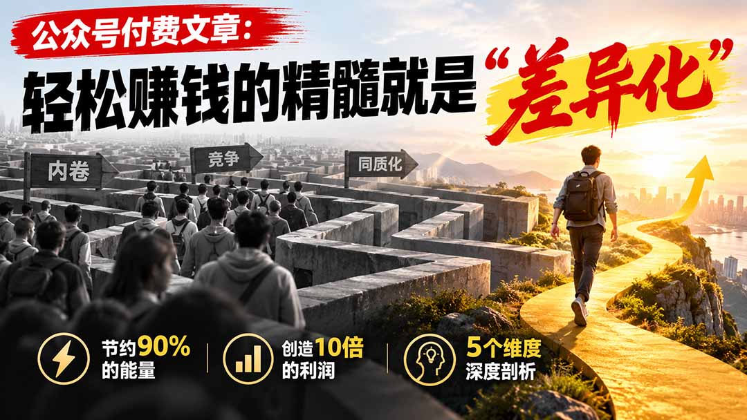 （20779期）公众号付费文章：轻松赚钱的精髓就是“差异化” - 臻优资源网