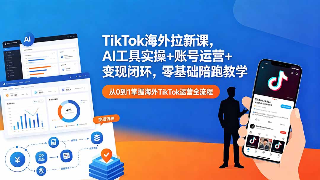 （18522期）TikTok海外拉新课，AI工具实操+账号运营+变现闭环，零基础陪跑教学 - 臻优资源网