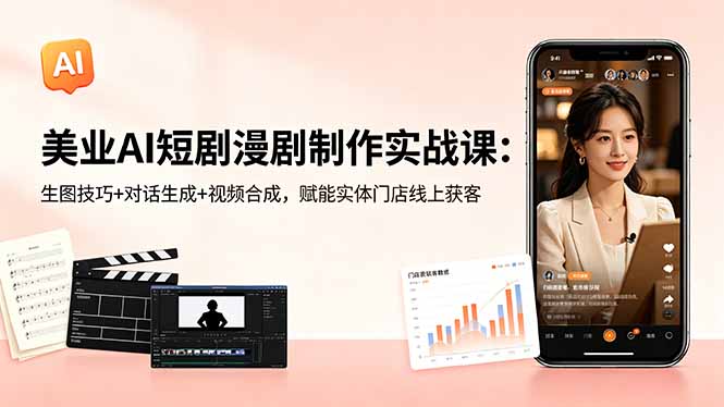 （18536期）美业AI短剧漫剧制作实战课：生图技巧+对话生成+视频合成，赋能实体门店线上获客 - 臻优资源网