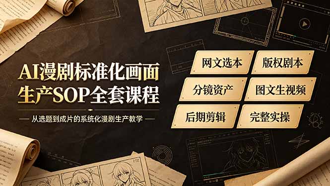 （19806期）AI漫剧标准化画面生产SOP全套课程-更新，网文选本版权剧本分镜资产全覆盖，图文生视频后期剪辑完整实操教学 - 臻优资源网