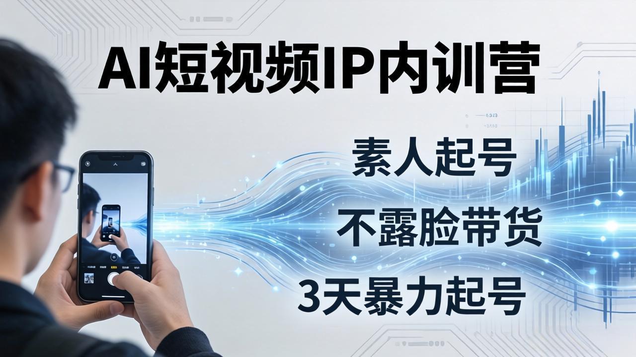 （19208期）2026AI短视频IP内训营-更新：从素人起号到不露脸带货，3天暴力起号全流程拆解 - 臻优资源网