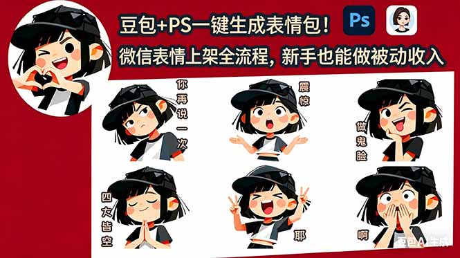（18402期）豆包+PS一键生成表情包！微信表情上架全流程，新手也能做被动收入 - 臻优资源网
