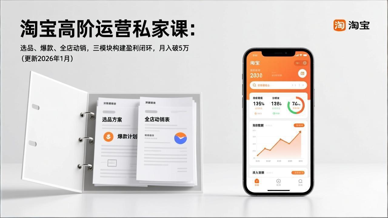 （17280期）淘宝高阶运营私家课：选品、爆款、全店动销，三模块构建盈利闭环，月入破5万（更新26年1月） - 臻优资源网