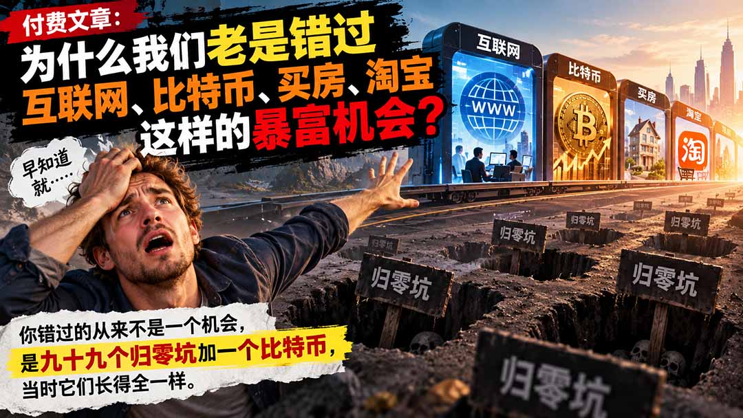 （20834期）付费文章：为什么我们老是错过互联网、比特币、买 房、淘宝这样的暴富机会？ - 臻优资源网