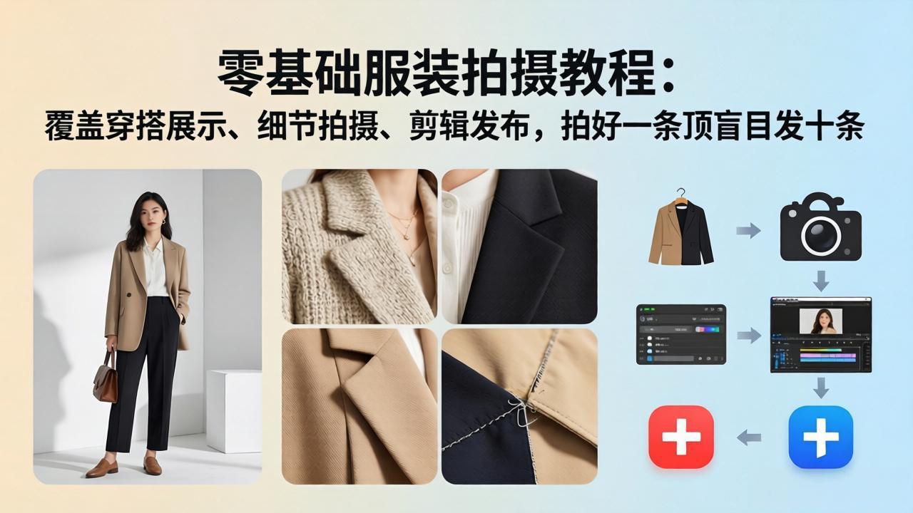 （17829期）零基础服装拍摄教程：覆盖穿搭展示、细节拍摄、剪辑发布，拍好一条顶盲目发十条 - 臻优资源网