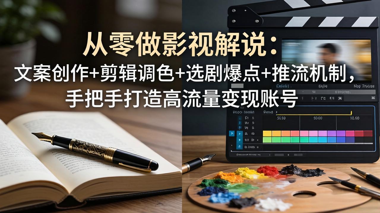 （17972期）从零做影视解说：文案创作+剪辑调色+选剧爆点+推流机制，手把手打造高流量变现账号 - 臻优资源网