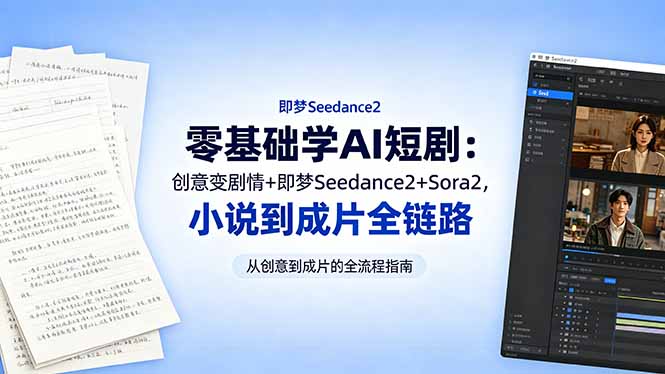 （18537期）零基础学AI短剧：创意变剧情+即梦Seedance2+Sora2，小说到成片全链路 - 臻优资源网