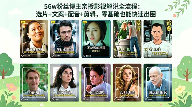 （18579期）56万粉丝博主亲授影视解说全流程：选片+文案+配音+剪辑，零基础也能快速出圈 - 臻优资源网