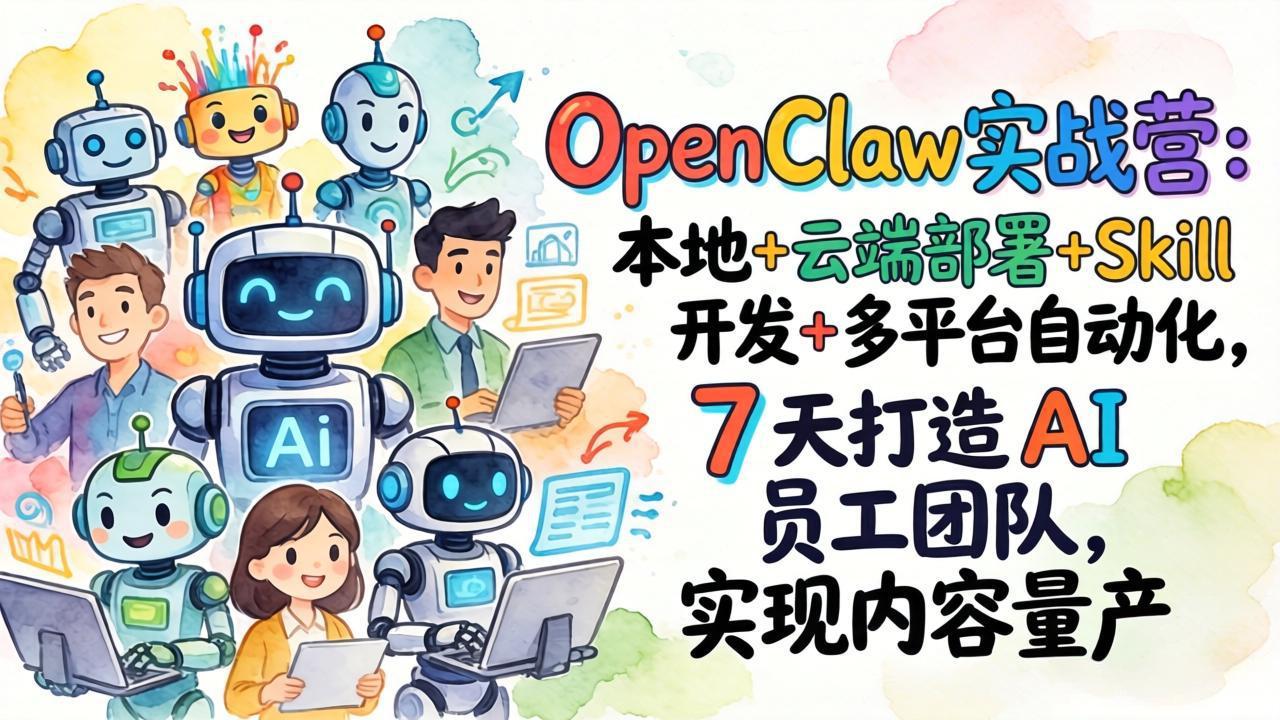 （17673期）OpenClaw实战营-更新：本地+云端部署+Skill开发+多平台自动化，7天打造AI员工团队+实现内容量产 - 臻优资源网