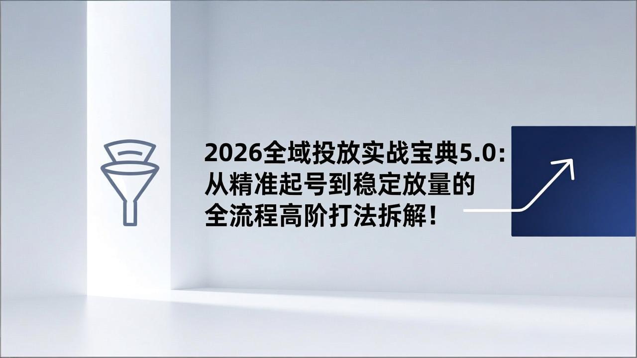 （17156期）2026全域投放实战宝典5.0：从精准起号到稳定放量的全流程高阶打法拆解！ - 臻优资源网