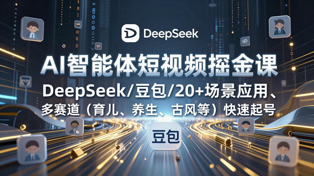 （17365期）AI智能体短视频掘金课，DeepSeek/豆包/20+场景应用、多赛道（育儿、养生、古风等）快速起号 - 臻优资源网