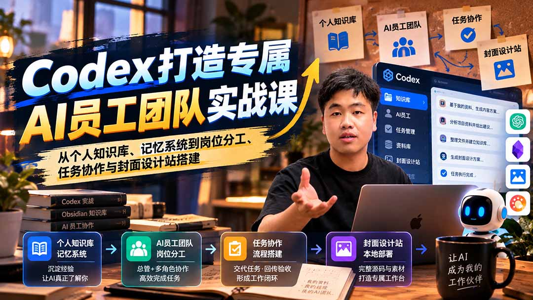 （20916期）【无水印】Codex打造专属AI员工团队实战课：从个人知识库、记忆系统到岗位分工、任务协作与封面设计站搭建 - 臻优资源网