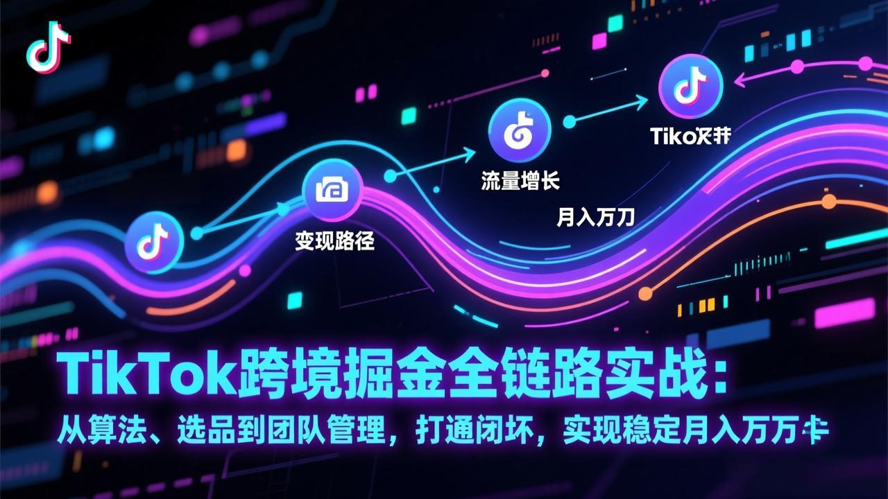 （17216期）TikTok跨境掘金全链路实战：从算法、选品到团队管理，打通闭环，实现稳定月入万刀 - 臻优资源网