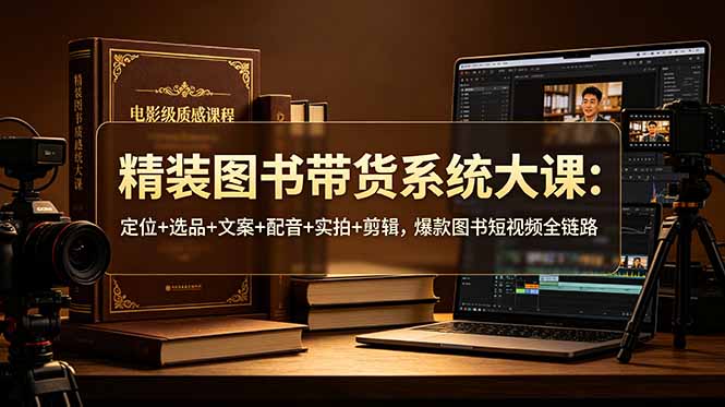 （19007期）精装图书带货系统大课：定位+选品+文案+配音+实拍+剪辑，爆款图书短视频全链路 - 臻优资源网