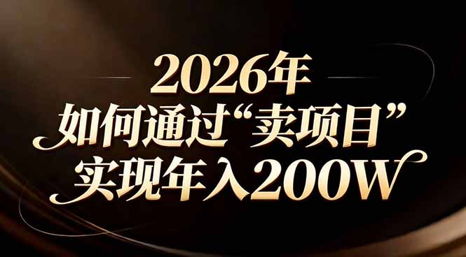 （17309期）站在2026年的十字路口：一个普通人如何通过卖项目实现年入200万 - 臻优资源网