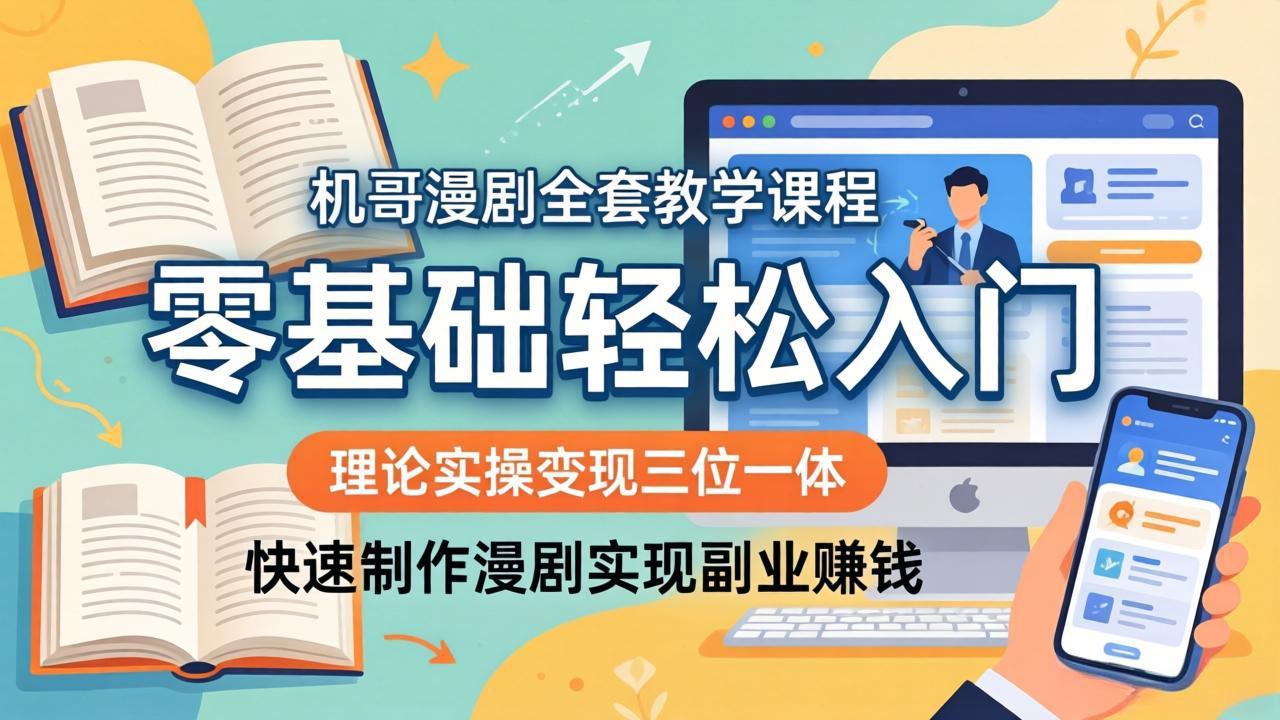 （18168期）机哥漫剧全套教学课程，理论实操变现三位一体，零基础轻松入门，快速制作漫剧实现副业赚钱 - 臻优资源网