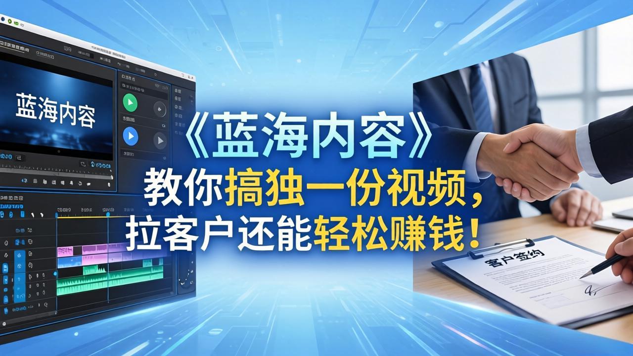（18301期）做视频卷不动了？《蓝海内容》教你搞独一份视频，拉客户还能轻松赚钱！ - 臻优资源网