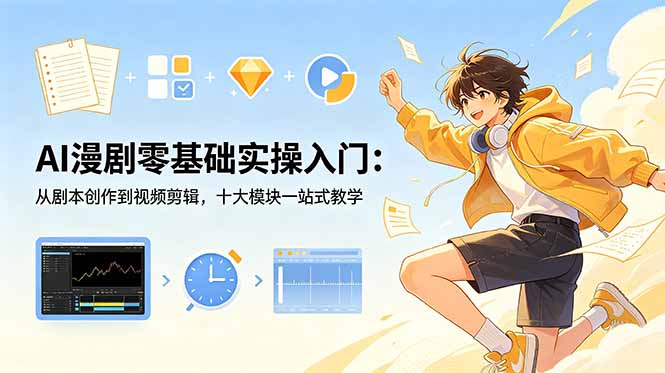 （18812期）AI漫剧零基础实操入门：从剧本创作到视频剪辑，十大模块一站式教学 - 臻优资源网