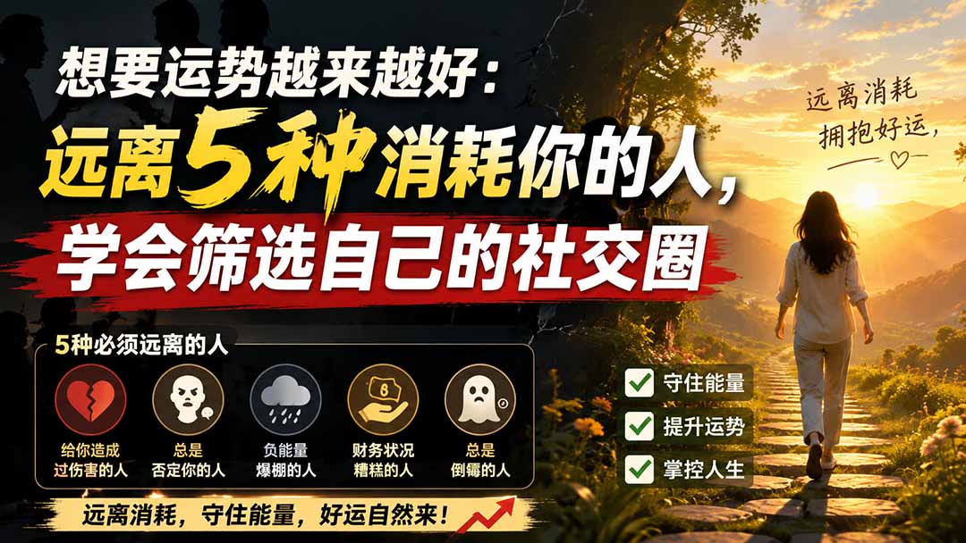 （19965期）付费文章：想要运势越来越好：远离5种消耗你的人，学会筛选自己的社交圈 - 臻优资源网