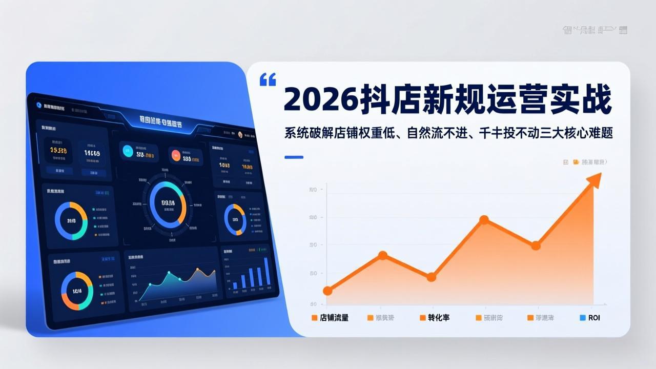 （17502期）2026抖店新规运营实战：系统破解店铺权重低、自然流不进、千川投不动三大核心难题 - 臻优资源网
