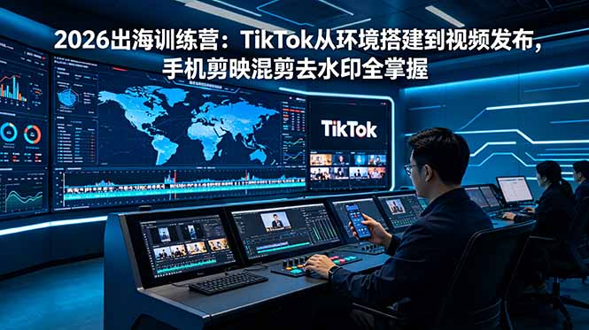 （18875期）2026出海训练营：TikTok从环境搭建到视频发布，手机剪映混剪去水印全掌握 - 臻优资源网
