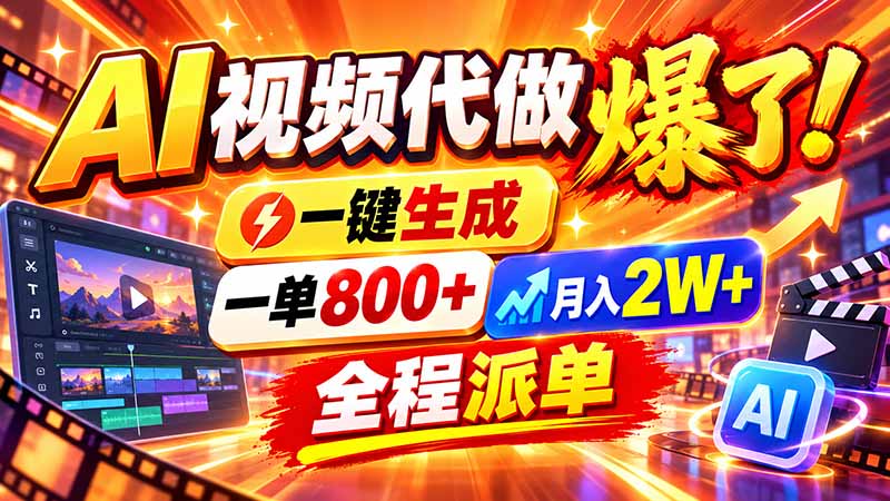 （21114期）2026年底新赛道，AI视频代做一单800+，小白可做，告别打工 - 臻优资源网