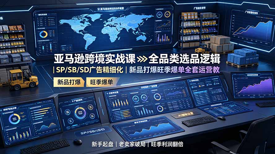 （19352期）亚马逊跨境实战课：全品类选品逻辑｜SP/SB/SD广告精细化｜新品打爆旺季爆单全套运营教程 - 臻优资源网