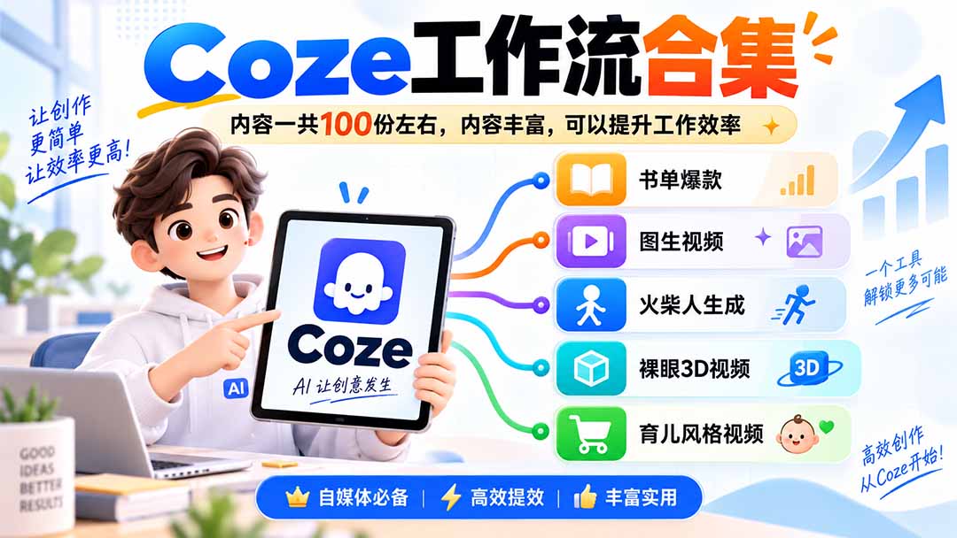 （20440期）Coze工作流合集，内容一共100份左右，内容丰富，可以提供工作效率 - 臻优资源网