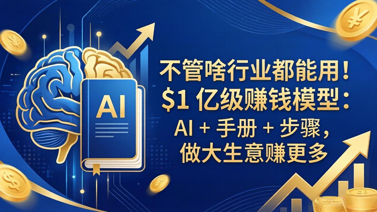 （18055期）不管啥行业都能用！$1 亿级赚钱模型：AI + 手册 + 步骤，做大生意赚更多 - 臻优资源网