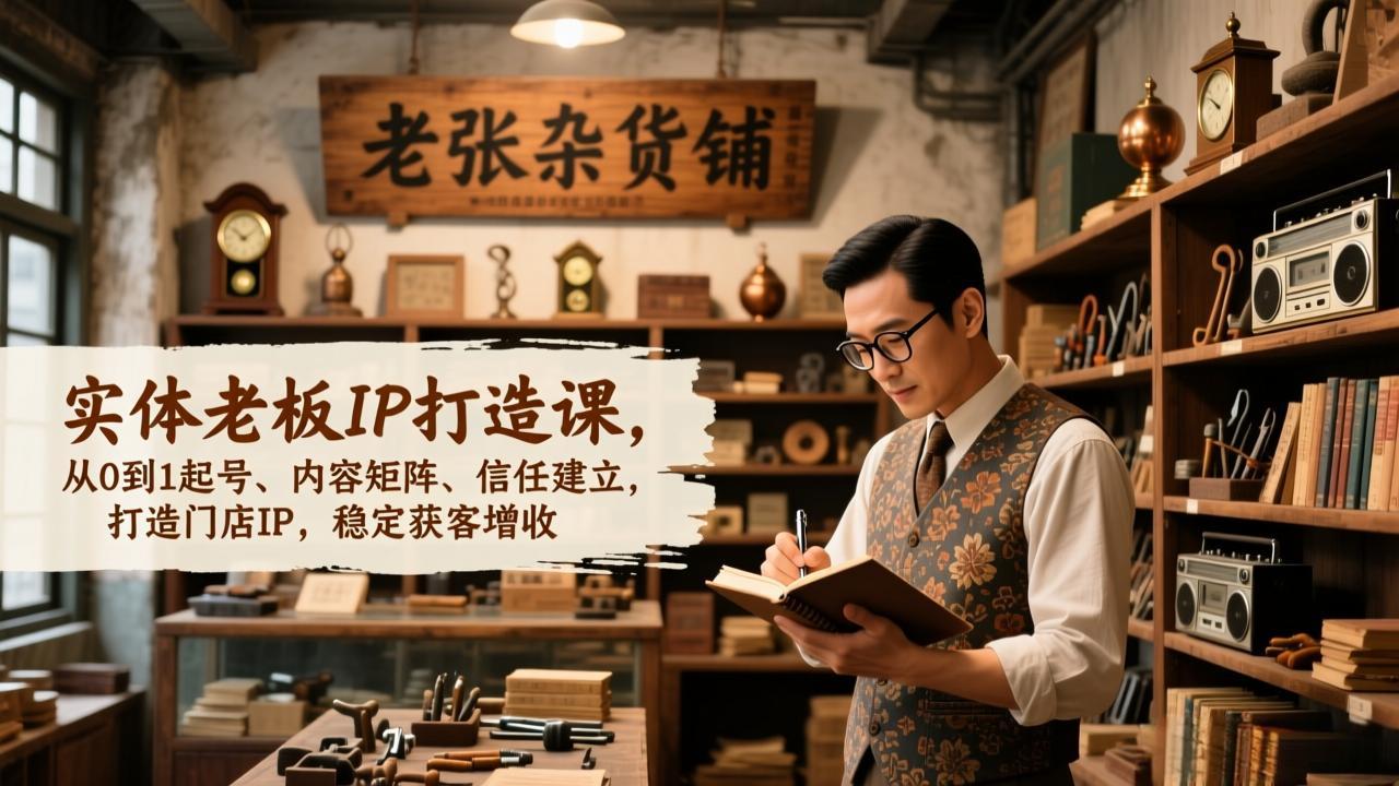 （17064期）实体老板IP打造课，从0到1起号、内容矩阵、信任建立，打造门店IP，稳定获客增收 - 臻优资源网