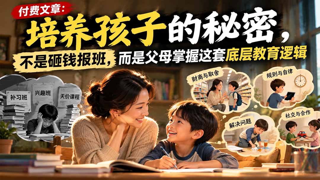 （21179期）付费文章：培养孩子的秘密，不是砸钱报班，而是父母掌握这套底层教育逻辑 - 臻优资源网
