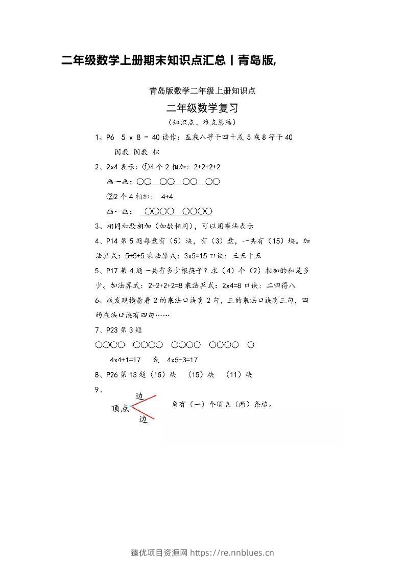 二上青岛版数学重点知识点预习 - 臻优资源网