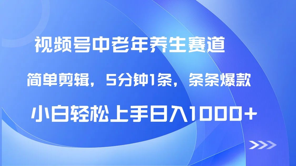 DeepSeek+既梦做视频号中老年养生赛道,条条爆款5分钟1条,轻松日入1000+ - 臻优资源网